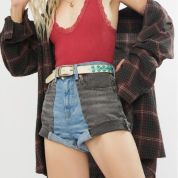 BDG Urban Outfitters High Rise Splice Pax Denim Shorts I-0217a11 - Picture 1 of 12